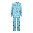 thumbnail image 5 of ITSAME 2-Piece Pajama Sets for Womens, Floral V Neck Long Sleeve Tops Elastic Waist Pants Casual Home Clothes Sky Blue S, 5 of 5