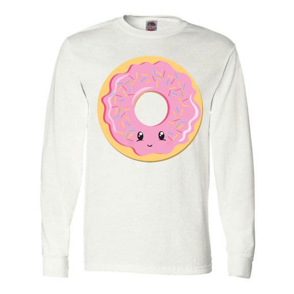 Inktastic Light Pink Donut Long Sleeve T-Shirt