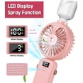 thumbnail image 3 of Ventilador de mano con niebla de agua: ventiladores portátiles recargables de 5 velocidades, ventilador con batería de 2500 mAh, ventilador, 3 of 5