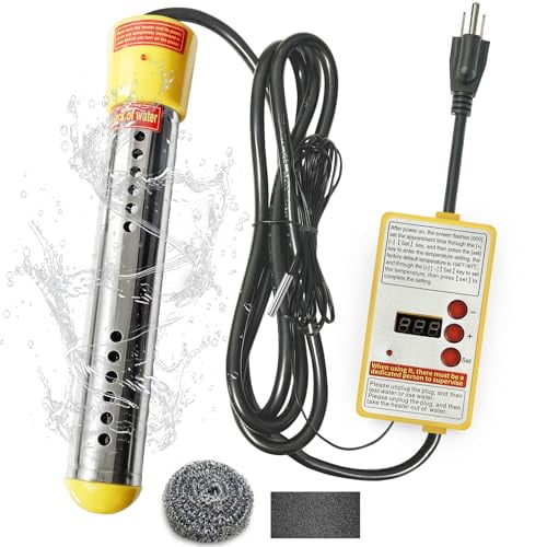 Immersion Water Heater - 304 Stainless Steel Portable Water Heater Built in Auto Power Off,Thermostat,Hot-tub Heater Anti-Scalding,Temperature Controller Spa Bucket Heater for Home Camping Rv$$Other