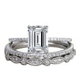 thumbnail image 1 of 1.50 Carat Moissanite & Moissanite Trio Bridal Ring Set in Emerald cut with 18k Gold Plating, 1 of 6
