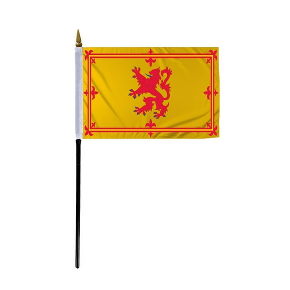 Promopatriot Small Scotland (With Lion) Country Stick Flag 4x6 inch 11" Plastic Stick Polyester Fabric Stitched Edges Hand Held Mini Small Stick Flags