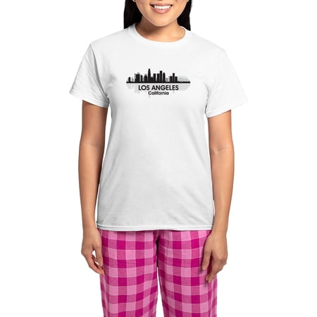 CafePress – Los Angeles Skyline Women s Light Pajamas – Women s Short Sleeve Print T-Shirt and Pants Light Cotton Pajama Set