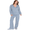 Baby Blue, variant on LYMAYTER S-2XL Women Long Sleeve Sets V-Neck Sweatshirt Wide-Leg Joggers Sets Casual Cozy Outfit