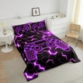 thumbnail image 4 of Erosebridal Teens Gaming Bedding Full Comforter Set, Purple Geometric Down Comforter, Honeycomb Bedroom Decor, Breathable, 4 of 7