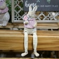 thumbnail image 3 of Easter-Decorations Pink Bunny-Decor Spring-Figurines Table-Centerpiece, 8.85"x2.59" Spring Decorations Resin Rabbits with Flower and Bird Tabletop Ornaments for Home Farmhouse, 3 of 7
