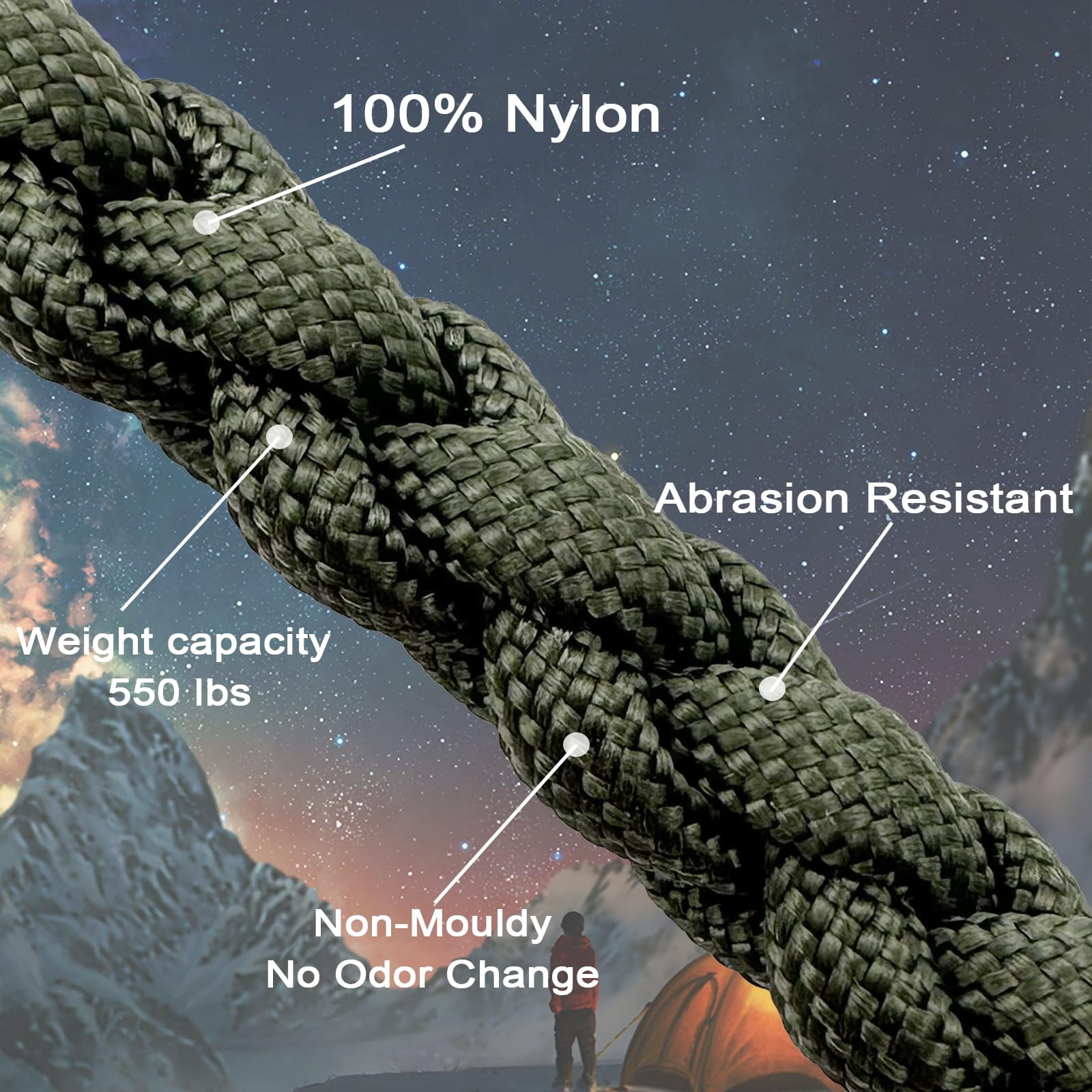 Paracorde Nylon 4mm - 30m + Accessoires (Mousquetons, Boucles, Anneaux) | Multifonction