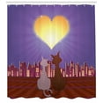 thumbnail image 3 of Ambesonne Cat Lover Shower Curtain, Cat Couple Heart Moon, 69"Wx75"L, Multicolor, 3 of 3