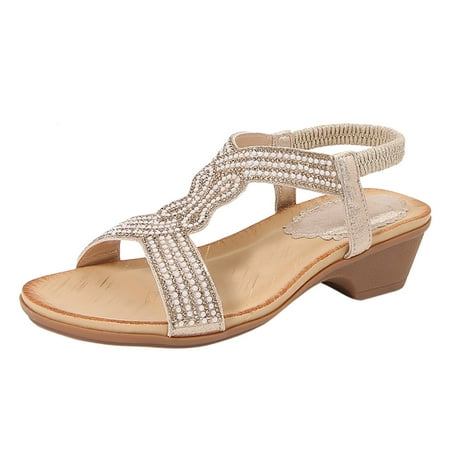 

Ediodpoh Women s Summer Fashion Bohemian Butterfly Diamond Sandals Platform Wedge Shoes Womens Sandals Rose Gold 7(38)