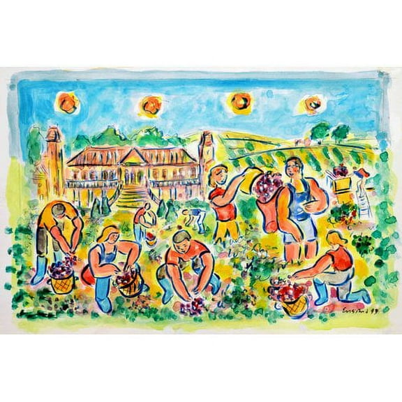 "Autumn Harvest at Chateau Magnol" Painting Print on Wrapped Canvas