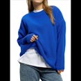 thumbnail image 3 of Suéter de Cuello Redondo para Mujer, Suéter de Punto Holgado e Informal de Larga para Otoño e Invierno. Azul L, 3 of 10