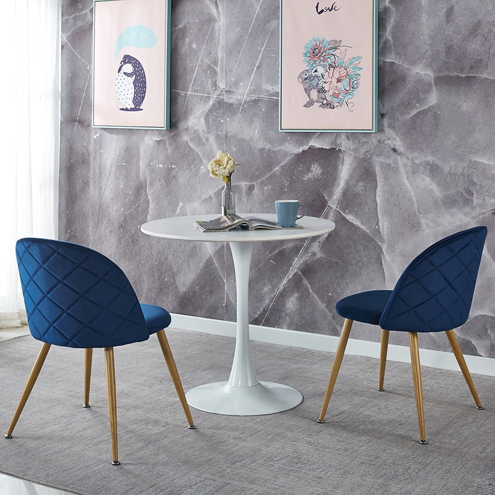 Kepooman Set of 2 Velvet Upholstered Dining Chairs with Backrest, Blue Kepooman Set of 2 Velvet Upholstered Dining Chairs with Backrest, Blue