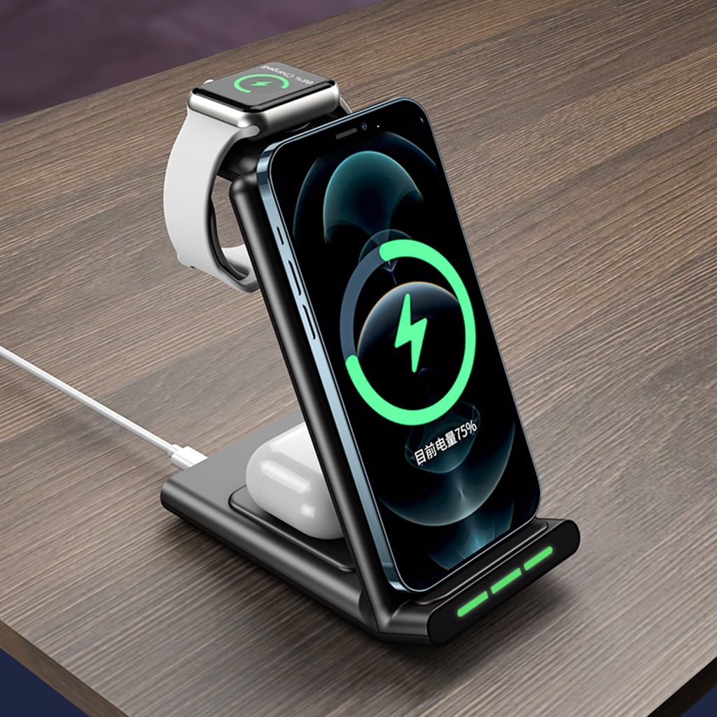 AOOOWER 3 in 1 Charging with Indication Function High Power Charger 15W for Android/for Apple/