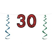 Beistle 15" x 7' "30" Glittered Jointed Streamer Red/Blue/Green 2/Pack 57751-30