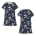 thumbnail image 5 of Salouo Daisies Flowers Print Short Sleeve Sleepshirt for Womens Comfy Nightgown Scoopneck Cute Nightdress Ruffle -3X-Large, 5 of 7