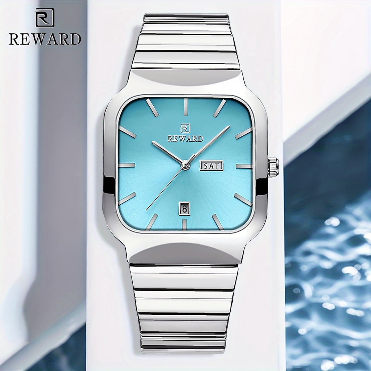Watches Square Analog Quartz Stainless Steel Watches for Men Mesh Strap Waterproof Business Military Sport Wrist Watch with Date Reward