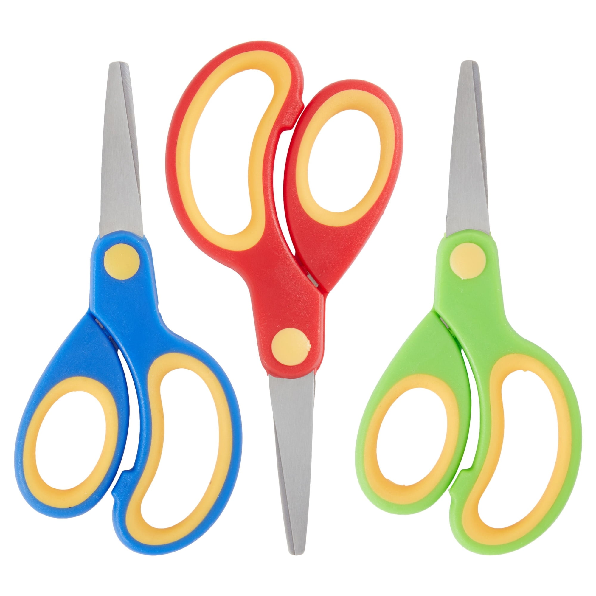 Kids Scissors Bulk Set,Small Scissors with Soft Touch Blunt Tip,5” Scissors  for Kids,Craft Scissors Decorative Edge and PVP Glue Sticks for School