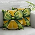 thumbnail image 3 of PRATYUS Hello Summer Lumbar Decorative Throw Pillow Cover, Cartoon Mouse Lemon Teal Stripes Outdoor Home Decor, Bow Eucalyptus Leaves Flower Seasonal Couch Cushion Case 22x22in, 3 of 5
