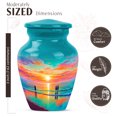 thumbnail image 2 of JAGASY Beach Urn for Ashes Adult Female, Teal Small Urns for Human Ashes Keepsake, Ocean Beach Sunset Orange Yellow Clouds Decorative Urns, Mini Memorial Urn for Mother & Father, (3 Inch), 2 of 7