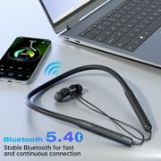 Cshidworld Neckband Bluetooth Headphones,120 Hours Long Playtime , Around The Neck Wireless Earbuds,Waterproof Sweatproof for Sport Over Neck Magnetic Ear Buds Headset,Black