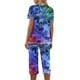thumbnail image 4 of Puntoco Pijamas para mujer Conjunto de pijama con estampado navideño, cuello redondo, botones, manga corta y cintura elástica con bolsillos y pantalón, 4 of 5
