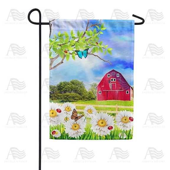 America Forever Spring Farm Garden Flag 12.5 x 18 inches Double Sided Happy Summer, Rustic, Butterflies, Daisy, Flower - Seasonal Yard Lawn Outdoor Decorative Summer Spring Garden Flag