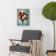 thumbnail image 2 of Teal Orange Flowers Floral Bouquet Modern Artwork Framed Wall Art Print A4, 2 of 4