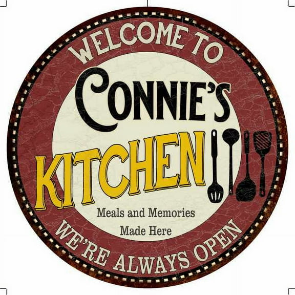 Connie's Kitchen 12" Round Metal Sign Bar Game Room Wall Déco 200120040108