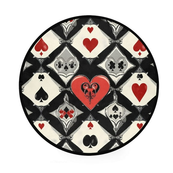 BZSMCE Round Decorative Floor Mat Heart Of The Game Pattern 36.2IN