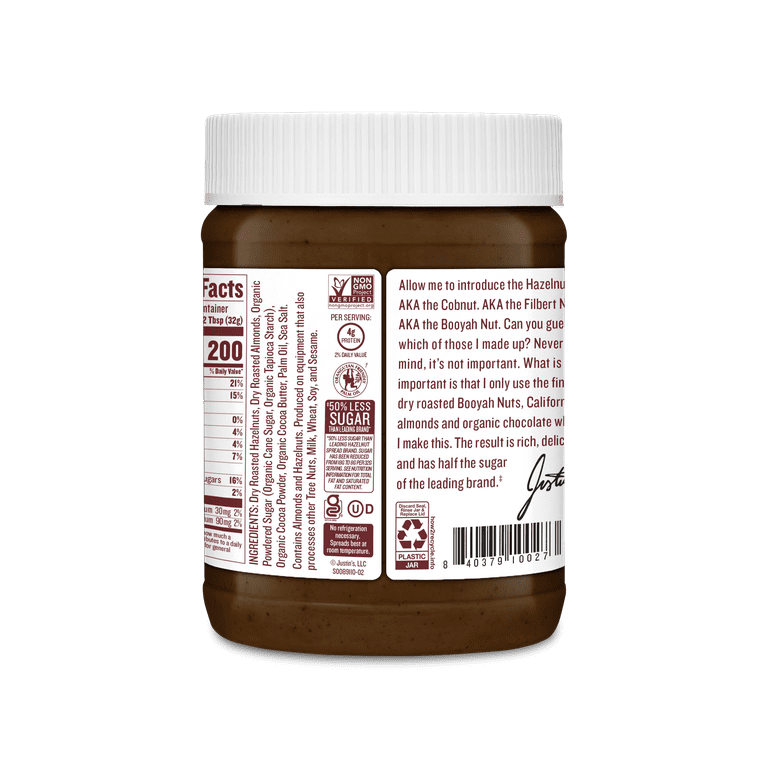 JUSTIN'S No Stir, Gluten-Free Chocolate Hazelnut Almond Butter, 12