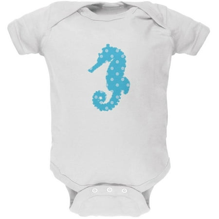 Summer - Seahorse Faux Stitched White Soft Baby One Piece