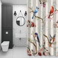 thumbnail image 4 of Vintage Birds Shower Curtain for Bathroom Decor, Retro Floral Flower Branch Rustic Farmhouse Waterproof Fabric Shower Curtain, 72"x72" Set with 12 Hooks, 4 of 9