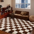 thumbnail image 2 of Janvonne Fluffy Checkered Area Rugs for Bedroom,5x7ft Soft Non Skid Easy-care Shaggy Carpets for Living Room, Dorms,Children's Room,Home Decor Aesthetics,Cream white and coffee brown, 2 of 8