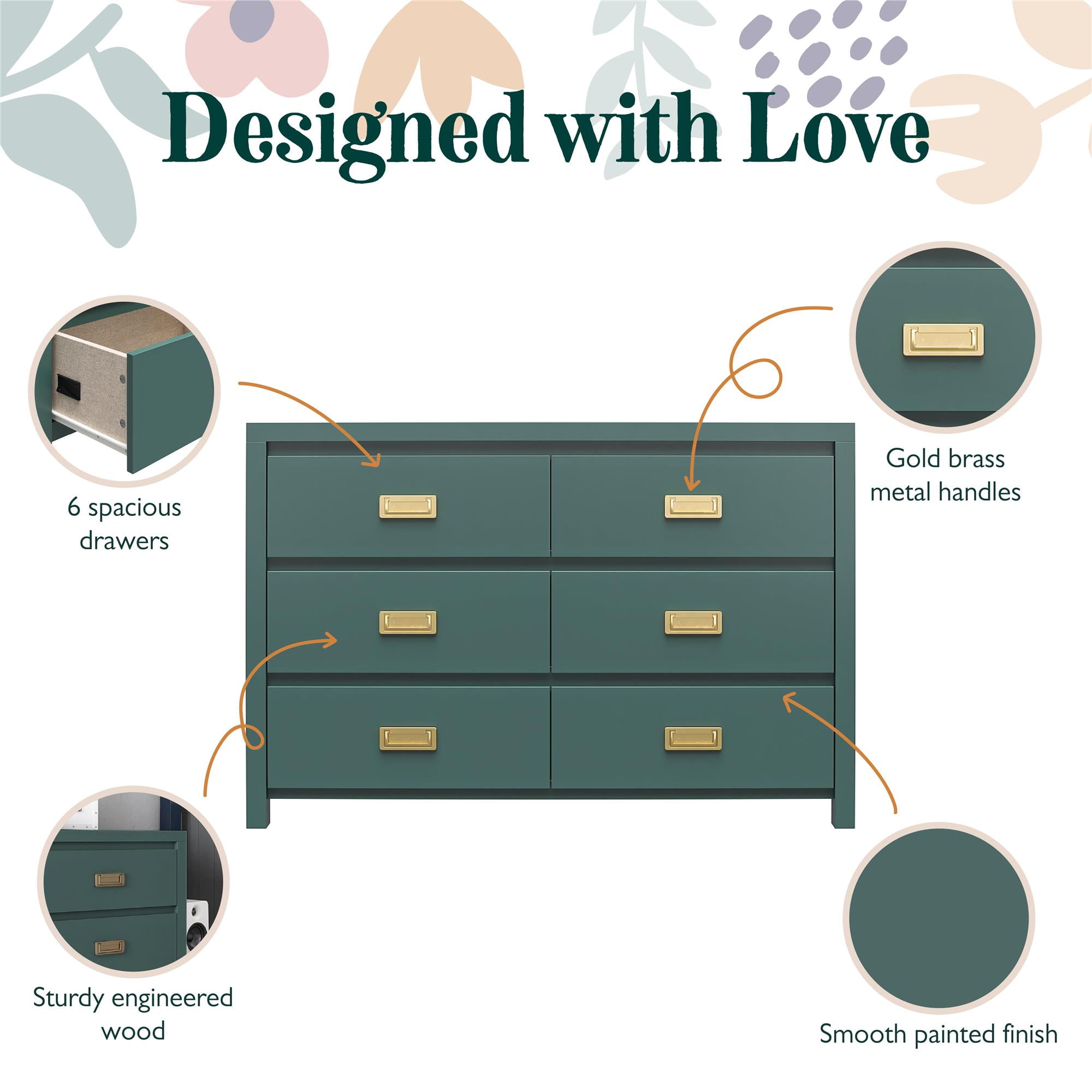 Haven 6-Drawer Kids' Dresser, Hunter Green