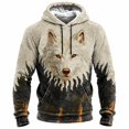 thumbnail image 5 of Telankuip Wolf Graphic Hoodies for Men Winter Flannel Warm Cozy Long Sleeve Drawstring Hooded Sweatshirts Retro Wild Animals Printed Soft Casual Pullover Tops with Pocket E-White XL, 5 of 8