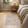 thumbnail image 3 of ODIKA 2'x3' Green Pink Marigold Floral Pattern Washable Throw Rug Elegant William Morris Inspired Design Non-Slip, Low Profile, Flatwoven, Easy Care for Hallway, Study Room, 3 of 7