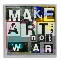 Stupell Industries Make Art Not War Quirky Modern Typography Letters Framed Wall Art, 12 x 12, Design by Sven Pfrommer