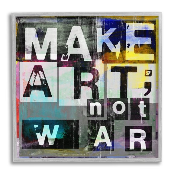 Stupell Industries Make Art Not War Quirky Modern Typography Letters Framed Wall Art, 12 x 12, Design by Sven Pfrommer