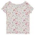 thumbnail image 4 of BTween 4-Pack Rib Knit Girls Tops - Short Sleeve Lettuce Trim Ribbed Girl Shirts - Yellow/Pink/White, Size 7-8, 4 of 5