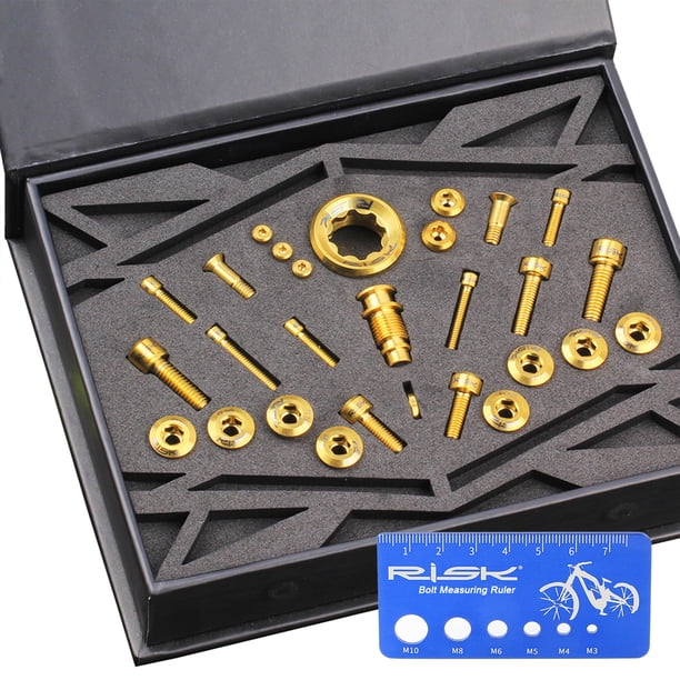Caja de tornillos para discos de freno de bicicleta de aleación de titanio de colores para montaña