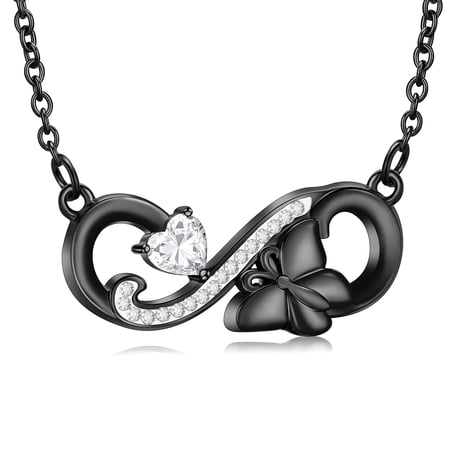 Infinity Heart Urn Necklace for Ashes - Butterfly Stainless Steel Cremation Jewelry Memorial Keepsake to Hold Loved One Memorial Keepsake for Human / Pet