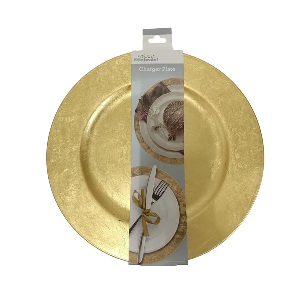 Way to Celebrate Gold 12" Round Charger Plate, 1 Each