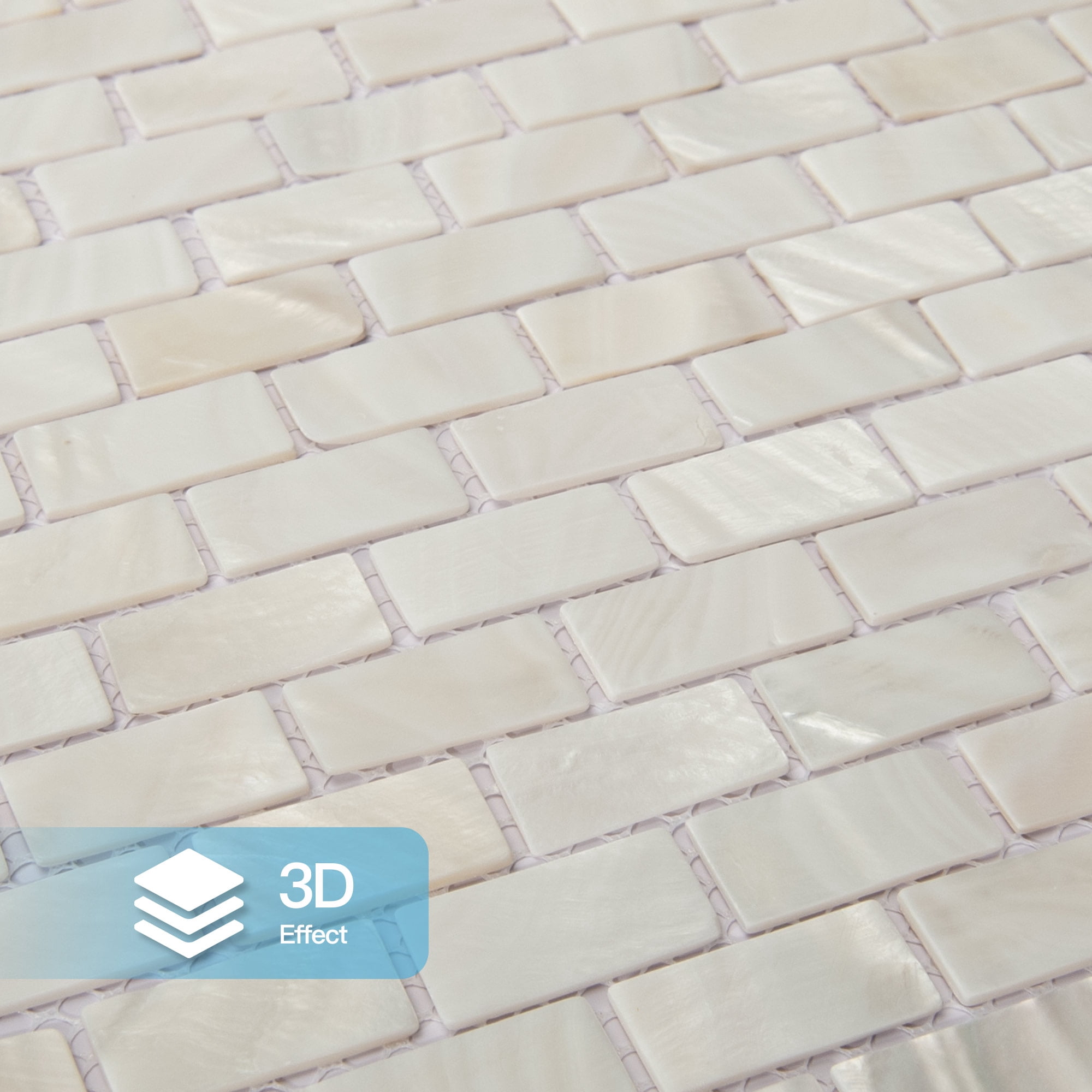 Art3d (10-Pack) 12"x 12" Mother of Pearl Backsplash Tile with Seams White Opal Subway for Kitchen