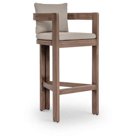 Meridian Furniture Newport Beige Water Resistant Fabric Patio Bar Stool