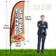thumbnail image 2 of QSUM Funnel Cake Feather Flag, 7FT Cake Shop Advertising Swooper Flag, Vivid Color and Fade Proof Food Business Signs, 2 of 5