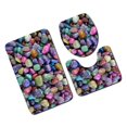 thumbnail image 2 of Juego de alfombras de baño con estampado de piedra 3D, alfombrillas de baño antideslizantes, alfombrillas decorativas para asiento de inodoro, alfombra 3 piezas Eigraketly JJ25267-08, 2 of 5