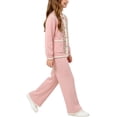 thumbnail image 2 of ITSAME Girls Outfit Set Button Down Knit Cardigan and Pants 2-Piece Fall Winter Comfy Casual Clothes Pink Size 7, 2 of 6
