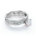 thumbnail image 3 of JeenMata Anillo Nupcial de 1,75 Uds con Ópalo de Fuego Genuino Redondo y Moissanita Engastado en Oro Blanco de 18 K sobre Plata, 3 of 6