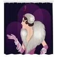 thumbnail image 3 of Retro Shower Curtain, Vintage Portrait of Young Lady with Fluffy Fur and Pearls Fashion Glamor Pink Gloves, Fabric Bathroom Set with Hooks, 69W X 84L Inches Extra Long, Multicolor, by Ambesonne, 3 of 3