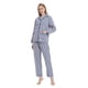 thumbnail image 1 of Apparonia S S Conjuntos de Pijama para Mujer Ropa de Dormir de Algodón Camisa de Manga Larga con Botones Al Frente y Pantalón Ropa de Dormir Cuello con Solapa Pjs Conjuntos de Descanso Rayas Azule, 1 of 6